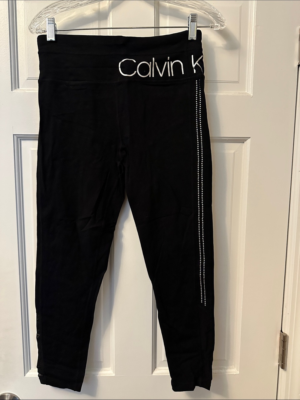 Calvin Klein Black Leggings with silver dots / bling gym pants